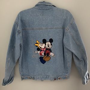 Embroidered Vintage Mickey & Minnie Mouse denim jean jacket